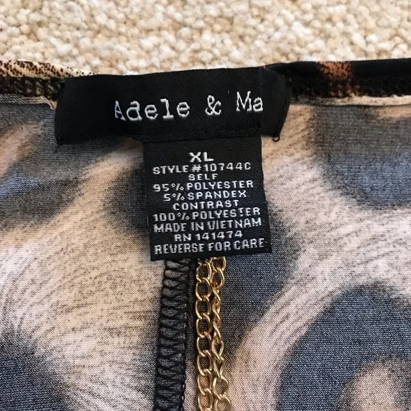 Adele May Animal Print Tank Top Womens XL Brown Black Includes Necklace Career - Picture 4 of 8